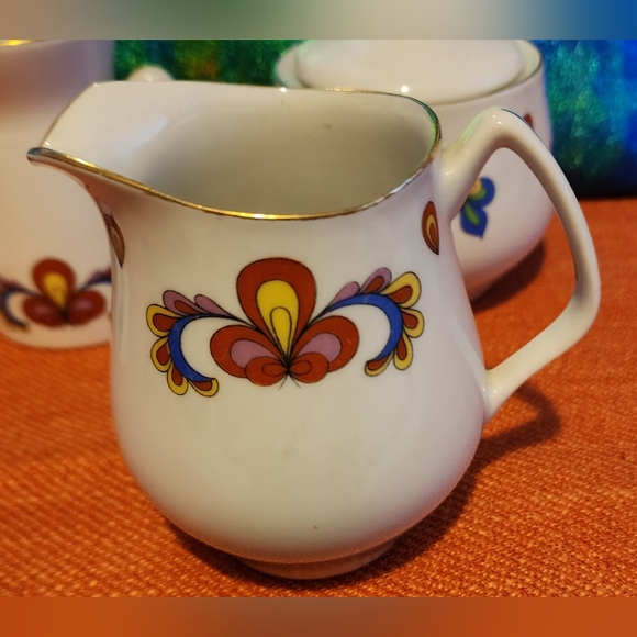 Two Sets Porsgrund Norway FARMERS ROSE Sugar Bowl and Creamer BENIFITS CHARITY - Picture 5 of 14